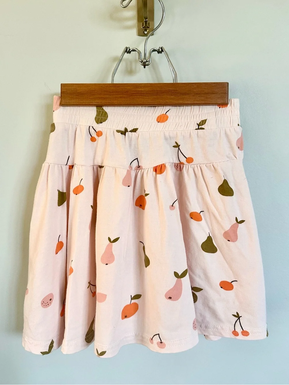 dot australia Girls Fruit Print Skirt Pink Pear Cherry Elastic Waist